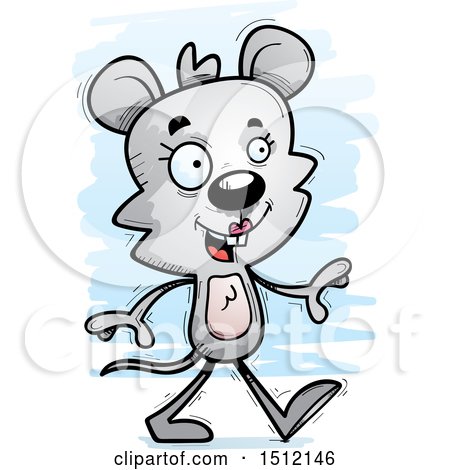 Clipart of a Happy Walking Female Mouse - Royalty Free Vector Illustration by Cory Thoman