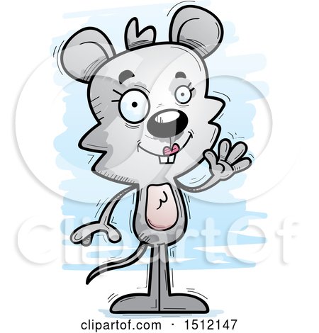 Clipart of a Friendly Waving Female Mouse - Royalty Free Vector Illustration by Cory Thoman