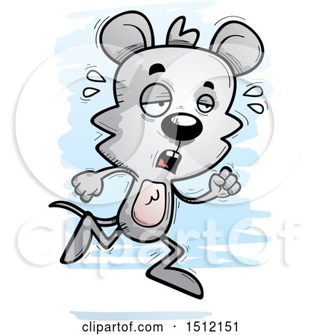 Clipart of a Tired Running Male Mouse - Royalty Free Vector Illustration by Cory Thoman
