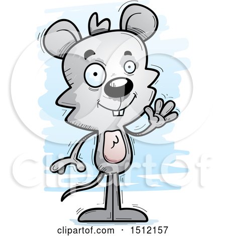 Clipart of a Friendly Waving Male Mouse - Royalty Free Vector Illustration by Cory Thoman