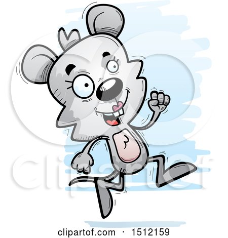 Clipart of a Running Female Mouse - Royalty Free Vector Illustration by Cory Thoman