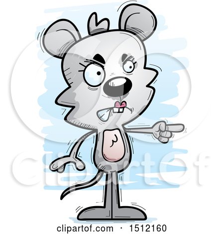 Clipart of a Mad Pointing Female Mouse - Royalty Free Vector Illustration by Cory Thoman