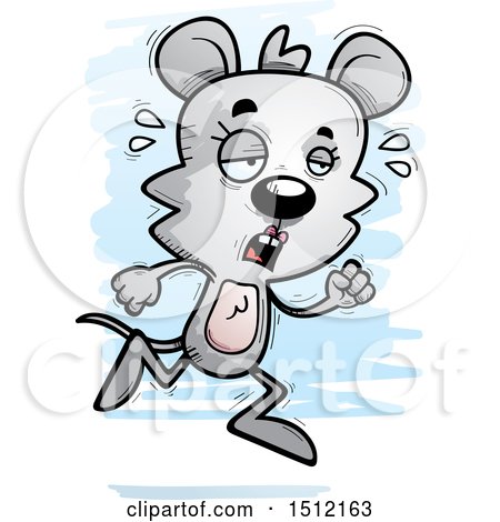 Clipart of a Tired Running Female Mouse - Royalty Free Vector Illustration by Cory Thoman