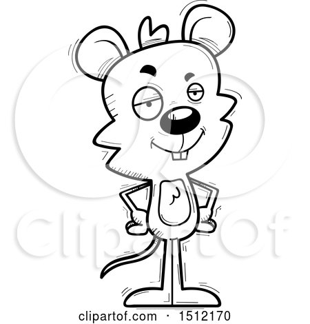 Clipart of a Black and White Confident Male Mouse - Royalty Free Vector Illustration by Cory Thoman