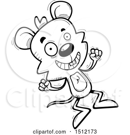 Clipart of a Black and White Jumping Male Mouse - Royalty Free Vector Illustration by Cory Thoman