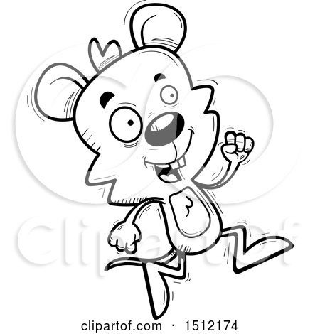 Clipart of a Black and White Running Male Mouse - Royalty Free Vector Illustration by Cory Thoman