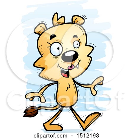 Clipart of a Happy Walking Lioness - Royalty Free Vector Illustration by Cory Thoman