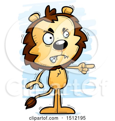 Clipart of a Mad Pointing Male Lion - Royalty Free Vector Illustration by Cory Thoman