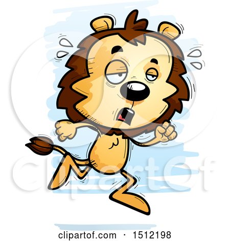 Clipart of a Tired Running Male Lion - Royalty Free Vector Illustration by Cory Thoman