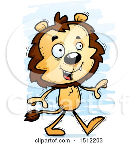 Clipart of a Happy Walking Male Lion - Royalty Free Vector Illustration by Cory Thoman