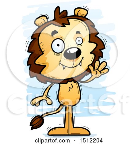 Clipart of a Friendly Waving Male Lion - Royalty Free Vector Illustration by Cory Thoman