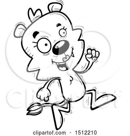 Clipart of a Black and White Running Lioness - Royalty Free Vector Illustration by Cory Thoman