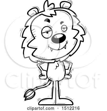 Clipart of a Black and White Confident Male Lion - Royalty Free Vector Illustration by Cory Thoman