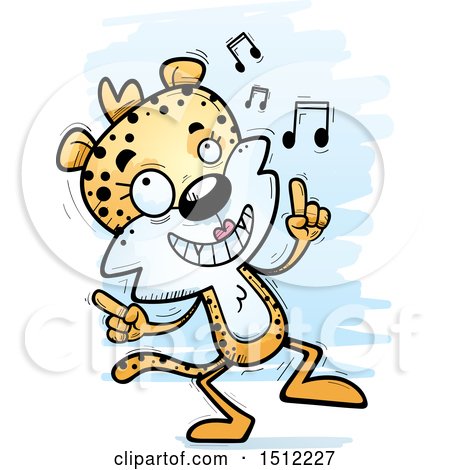 Clipart of a Happy Dancing Female Leopard - Royalty Free Vector Illustration by Cory Thoman