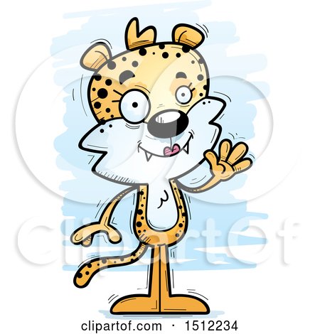 Clipart of a Friendly Waving Female Leopard - Royalty Free Vector Illustration by Cory Thoman