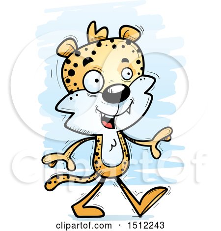 Clipart of a Happy Walking Male Leopard - Royalty Free Vector Illustration by Cory Thoman