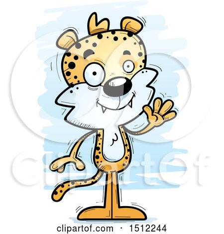 Clipart of a Friendly Waving Male Leopard - Royalty Free Vector Illustration by Cory Thoman