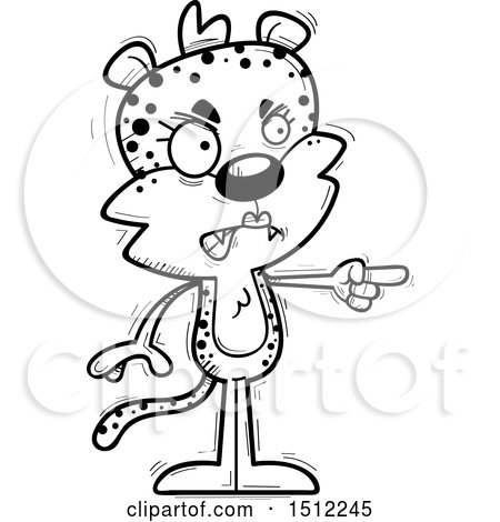 Clipart of a Black and White Mad Pointing Female Leopard - Royalty Free Vector Illustration by Cory Thoman