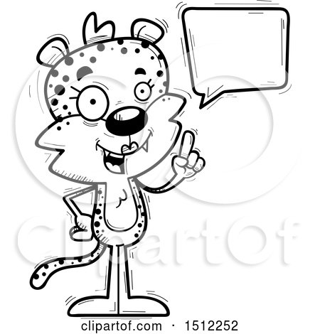 Clipart of a Black and White Happy Talking Female Leopard - Royalty Free Vector Illustration by Cory Thoman
