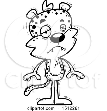 Clipart of a Black and White Sad Male Leopard - Royalty Free Vector Illustration by Cory Thoman