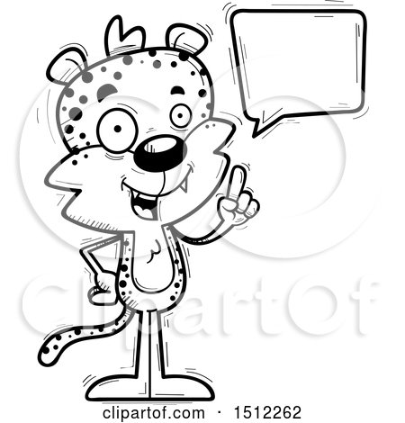 Clipart of a Black and White Happy Talking Male Leopard - Royalty Free Vector Illustration by Cory Thoman