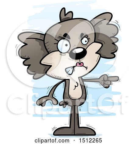 Clipart of a Mad Pointing Female Koala - Royalty Free Vector Illustration by Cory Thoman