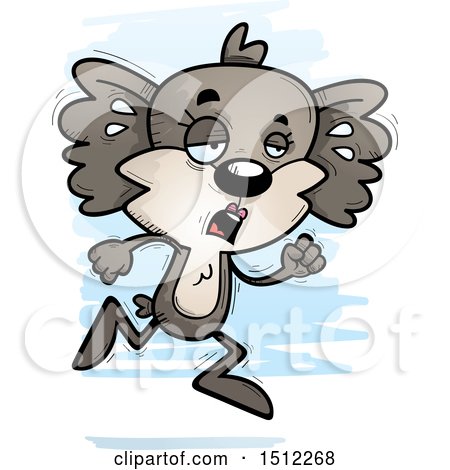 Clipart of a Tired Running Female Koala - Royalty Free Vector Illustration by Cory Thoman