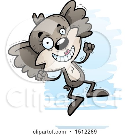 Clipart of a Jumping Female Koala - Royalty Free Vector Illustration by Cory Thoman
