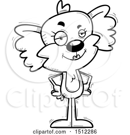 Clipart of a Black and White Confident Female Koala - Royalty Free Vector Illustration by Cory Thoman