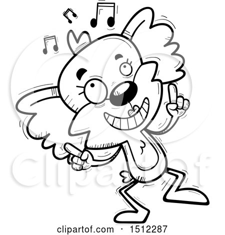 Clipart of a Black and White Happy Dancing Female Koala - Royalty Free Vector Illustration by Cory Thoman