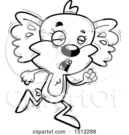 Clipart of a Black and White Tired Running Female Koala - Royalty Free Vector Illustration by Cory Thoman