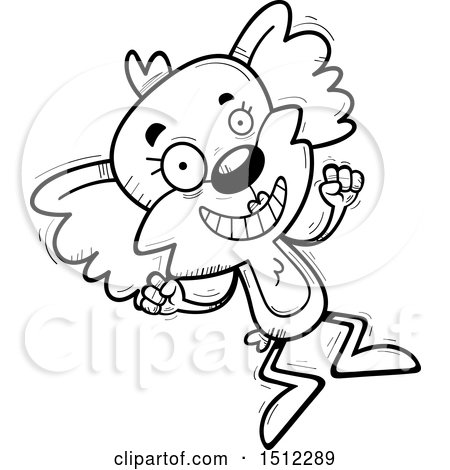 Clipart of a Black and White Jumping Female Koala - Royalty Free Vector Illustration by Cory Thoman