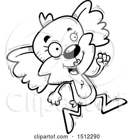 Clipart of a Black and White Running Female Koala - Royalty Free Vector Illustration by Cory Thoman