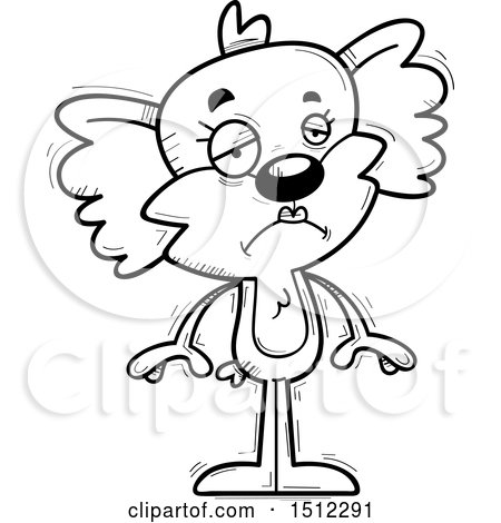 Clipart of a Black and White Sad Female Koala - Royalty Free Vector Illustration by Cory Thoman