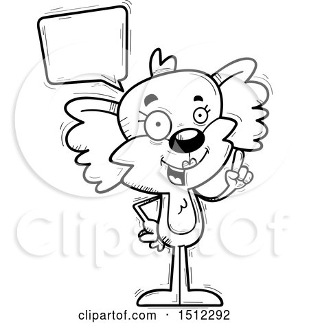 Clipart of a Black and White Happy Talking Female Koala - Royalty Free Vector Illustration by Cory Thoman
