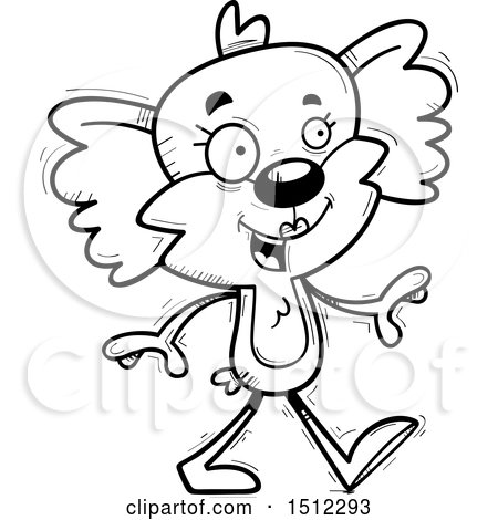 Clipart of a Black and White Happy Walking Female Koala - Royalty Free Vector Illustration by Cory Thoman