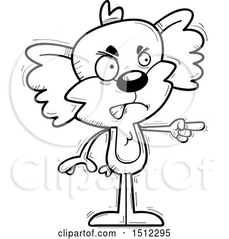 Clipart of a Black and White Mad Pointing Male Koala - Royalty Free Vector Illustration by Cory Thoman