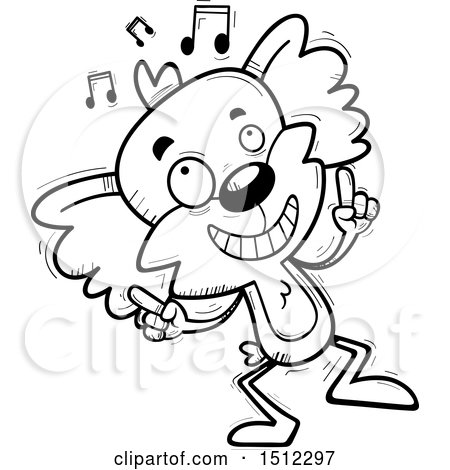 Clipart of a Black and White Happy Dancing Male Koala - Royalty Free Vector Illustration by Cory Thoman