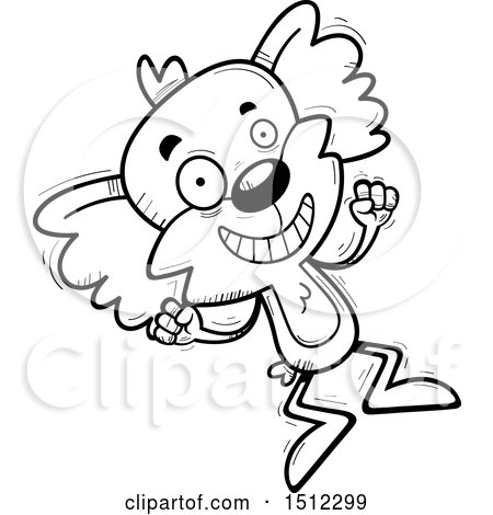 Clipart of a Black and White Jumping Male Koala - Royalty Free Vector Illustration by Cory Thoman
