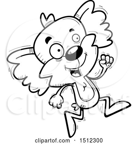 Clipart of a Black and White Running Male Koala - Royalty Free Vector Illustration by Cory Thoman