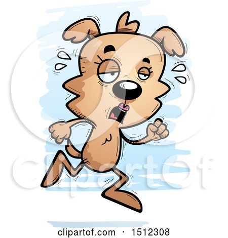 Clipart of a Tired Running Female Dog - Royalty Free Vector Illustration by Cory Thoman