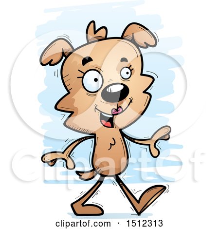 Clipart of a Happy Walking Female Dog - Royalty Free Vector Illustration by Cory Thoman