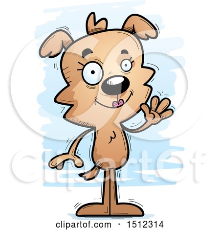 Clipart of a Friendly Waving Female Dog - Royalty Free Vector Illustration by Cory Thoman