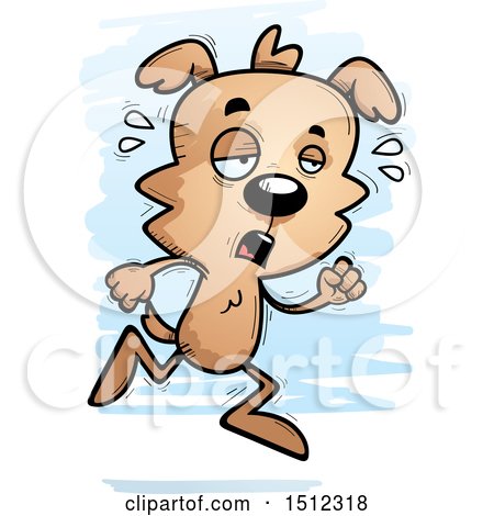 Clipart of a Tired Running Male Dog - Royalty Free Vector Illustration by Cory Thoman