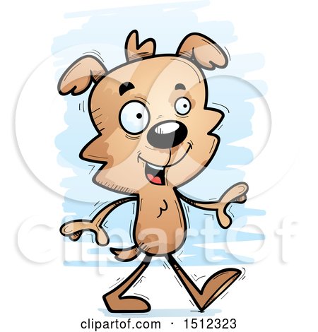 Clipart of a Happy Walking Male Dog - Royalty Free Vector Illustration by Cory Thoman