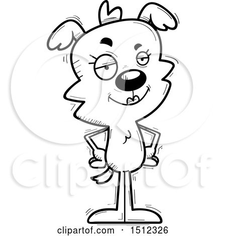 Clipart of a Black and White Confident Female Dog - Royalty Free Vector Illustration by Cory Thoman