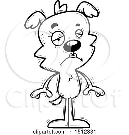 Clipart of a Black and White Sad Female Dog - Royalty Free Vector Illustration by Cory Thoman