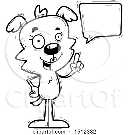 Clipart of a Black and White Happy Talking Female Dog - Royalty Free Vector Illustration by Cory Thoman