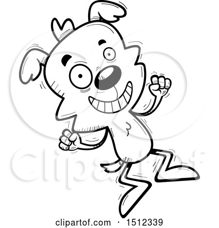 Clipart of a Black and White Jumping Male Dog - Royalty Free Vector Illustration by Cory Thoman
