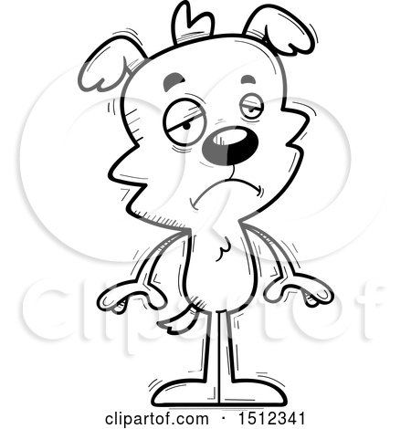 Clipart of a Black and White Sad Male Dog - Royalty Free Vector Illustration by Cory Thoman